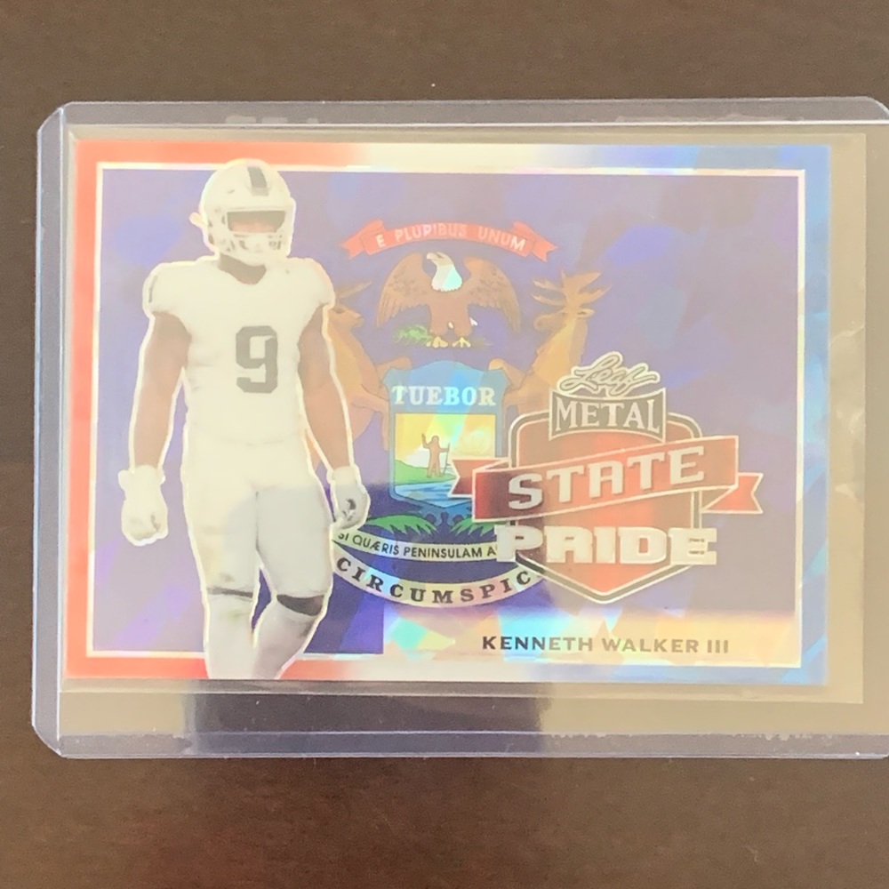 2022 Leaf Draft - Kenneth Walker III - Card#SP-KW1 - Metal State Pride